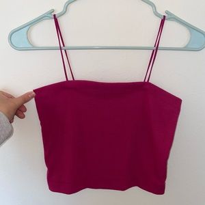 American Eagle Outfitters Cropped Tank Top | Color: Magenta | Size: Medium |